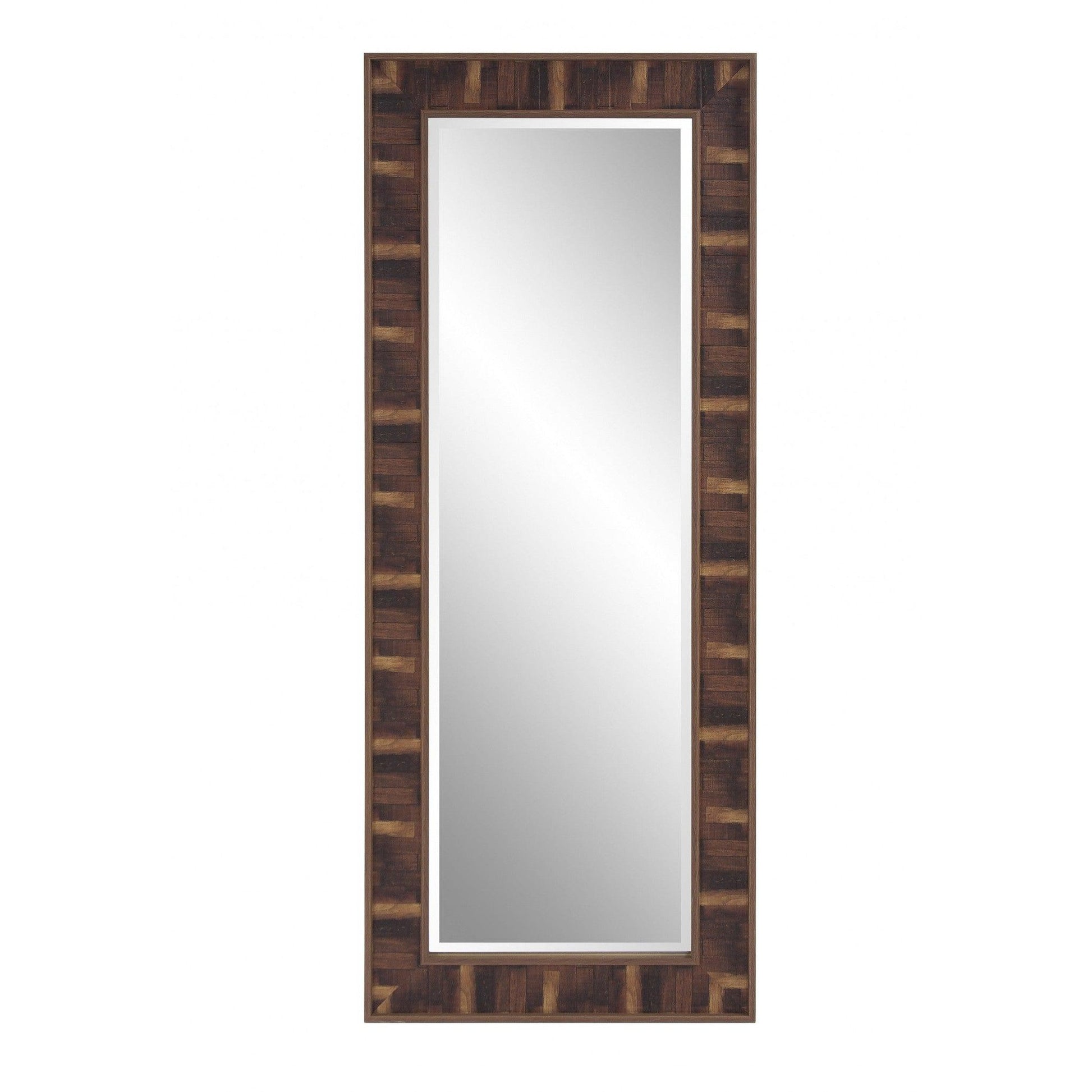 HomeRoots Rich Rustic Brown Faux Wood Full Body Wall Mirror