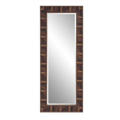 HomeRoots Rich Rustic Brown Faux Wood Full Body Wall Mirror