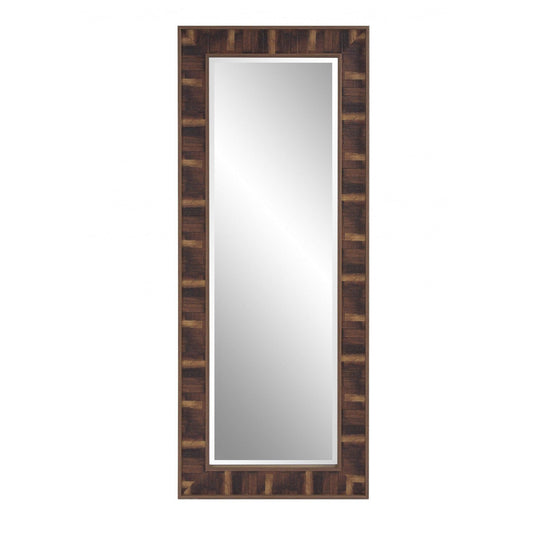 HomeRoots Rich Rustic Brown Faux Wood Full Body Wall Mirror