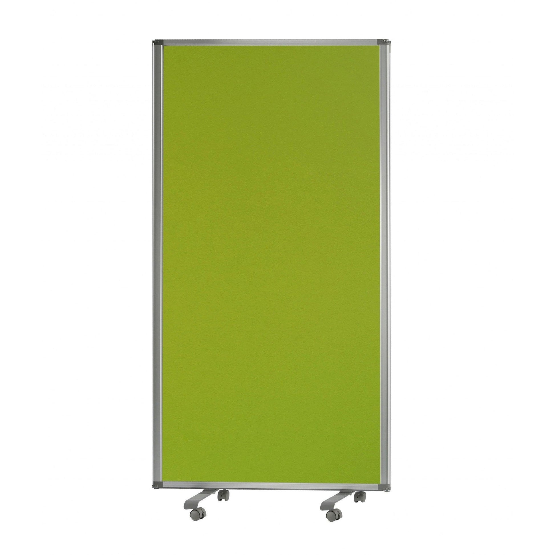 HomeRoots Rolling Three Panel Room Divider Screen in Green Finish