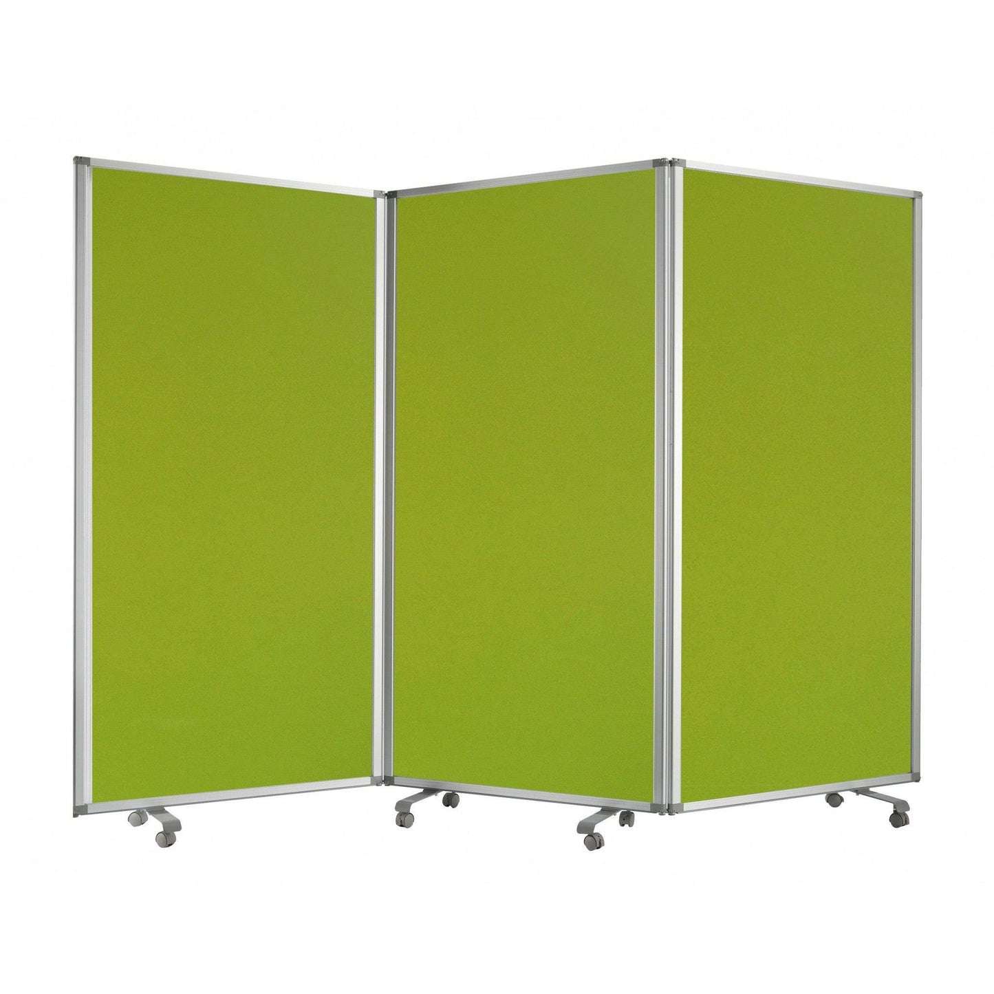 HomeRoots Rolling Three Panel Room Divider Screen in Green Finish
