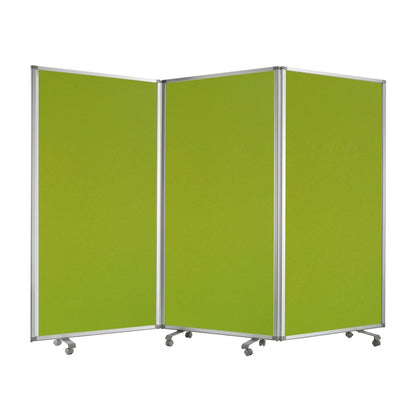 HomeRoots Rolling Three Panel Room Divider Screen in Green Finish