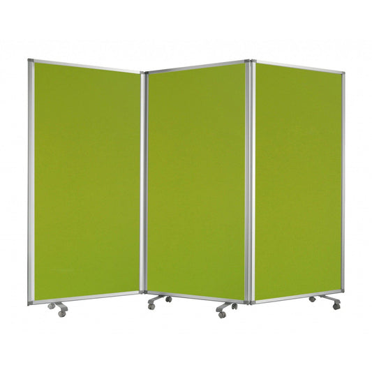 HomeRoots Rolling Three Panel Room Divider Screen in Green Finish