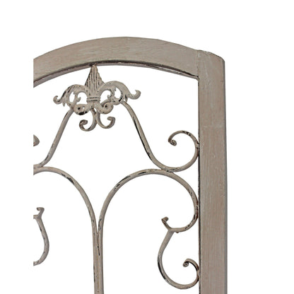 HomeRoots Romantic Scroll Three Panel Room Divider Screen With Whitewashed Finish