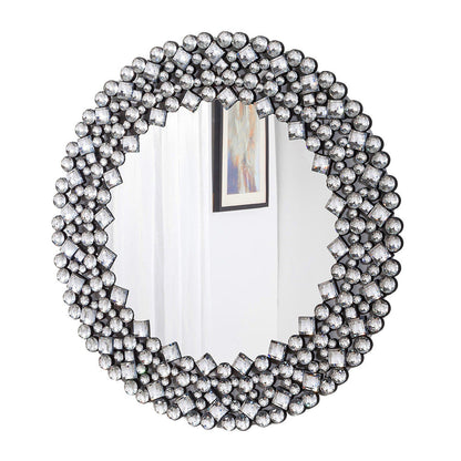 HomeRoots Round Diamond Jeweled Wall Mirror