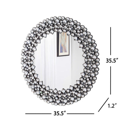 HomeRoots Round Diamond Jeweled Wall Mirror