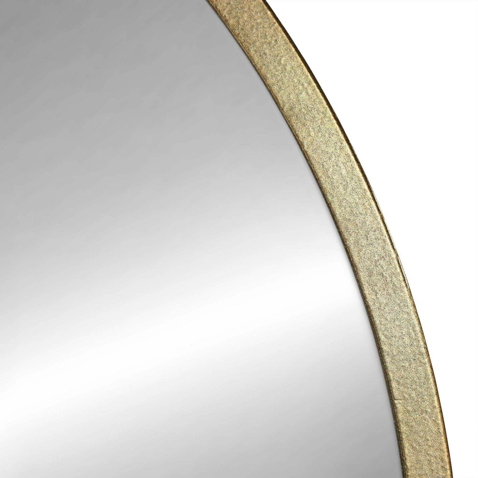 HomeRoots Round Wall Mirror with Matte Gold Finish