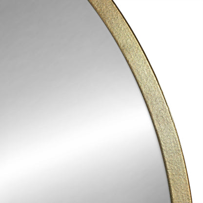 HomeRoots Round Wall Mirror with Matte Gold Finish