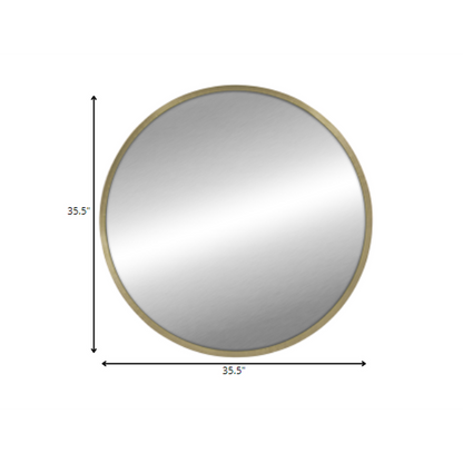 HomeRoots Round Wall Mirror with Matte Gold Finish