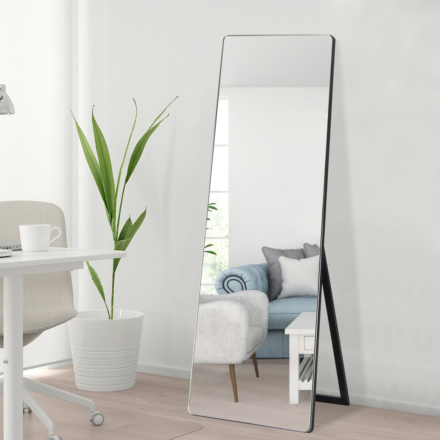 HomeRoots Rounded Wooden Standing Mirror