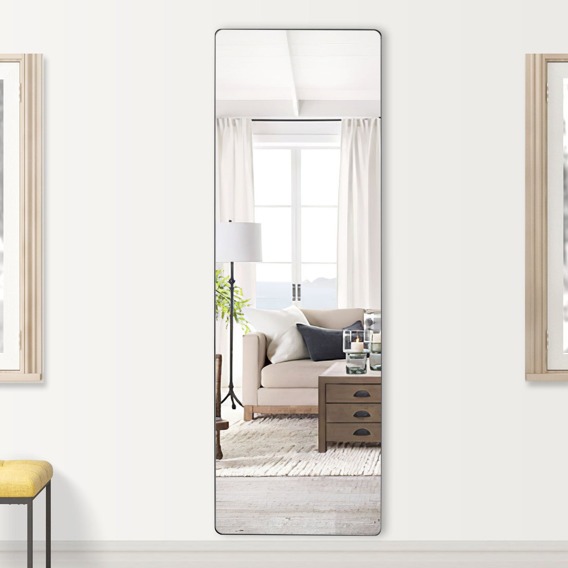 HomeRoots Rounded Wooden Standing Mirror