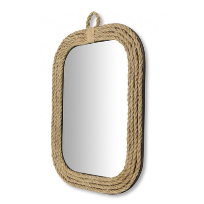 HomeRoots Rustic Rounded Rectangle Rope Braid Wall Mirror