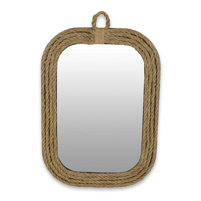 HomeRoots Rustic Rounded Rectangle Rope Braid Wall Mirror