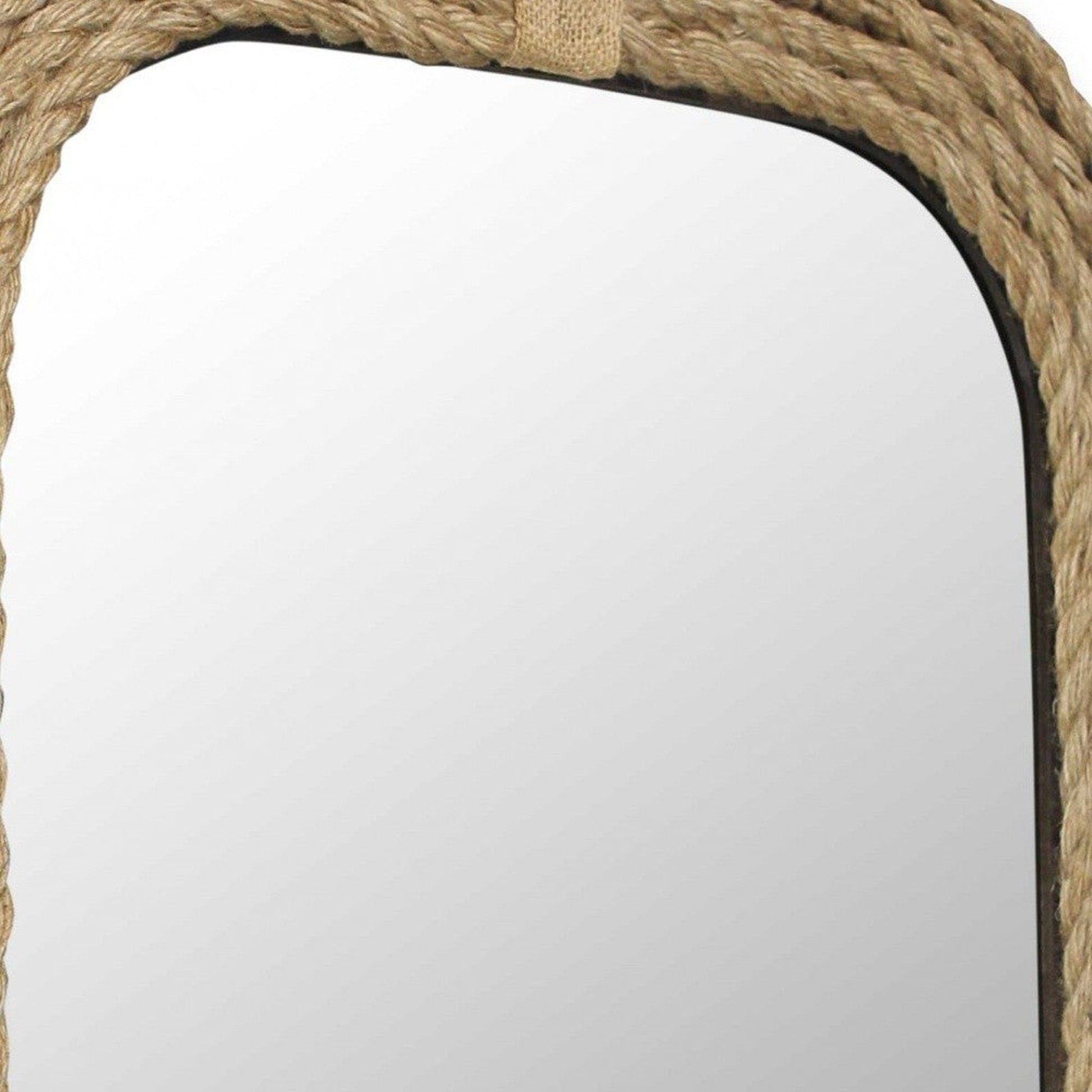 HomeRoots Rustic Rounded Rectangle Rope Braid Wall Mirror