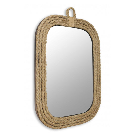HomeRoots Rustic Rounded Rectangle Rope Braid Wall Mirror