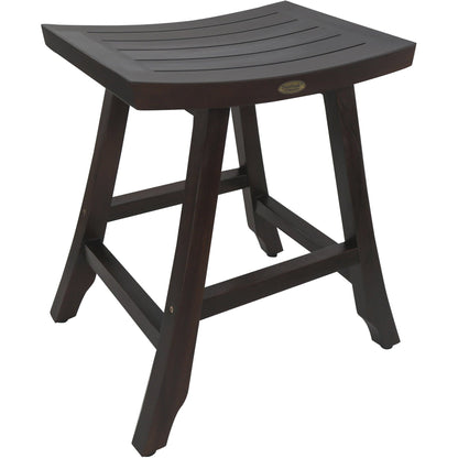 HomeRoots Satori 24" Tall Outdoor Teak Bistro Patio Stool in Dark Brown Finish