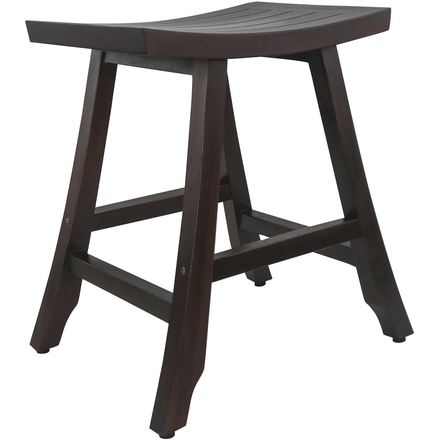 HomeRoots Satori 24" Tall Outdoor Teak Bistro Patio Stool in Dark Brown Finish