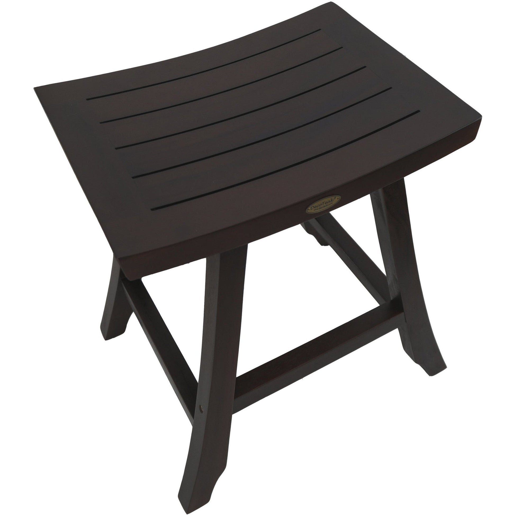 HomeRoots Satori 24" Tall Outdoor Teak Bistro Patio Stool in Dark Brown Finish