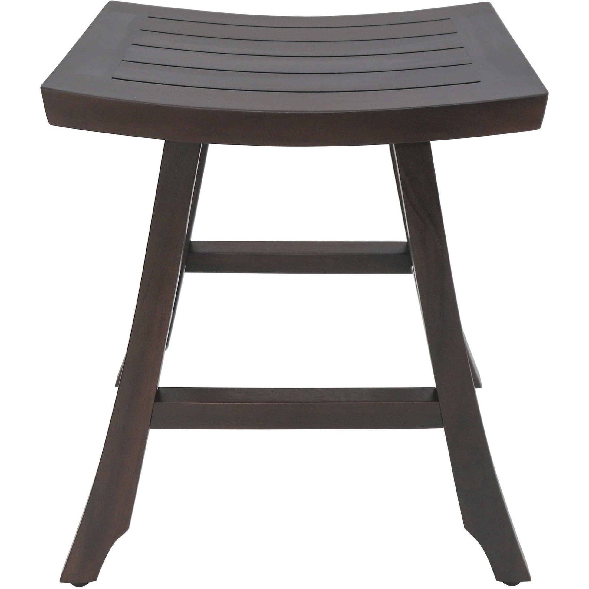 HomeRoots Satori 24" Tall Outdoor Teak Bistro Patio Stool in Dark Brown Finish