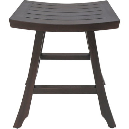 HomeRoots Satori 24" Tall Outdoor Teak Bistro Patio Stool in Dark Brown Finish