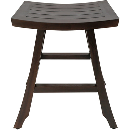 HomeRoots Satori 24" Tall Outdoor Teak Bistro Patio Stool in Dark Brown Finish