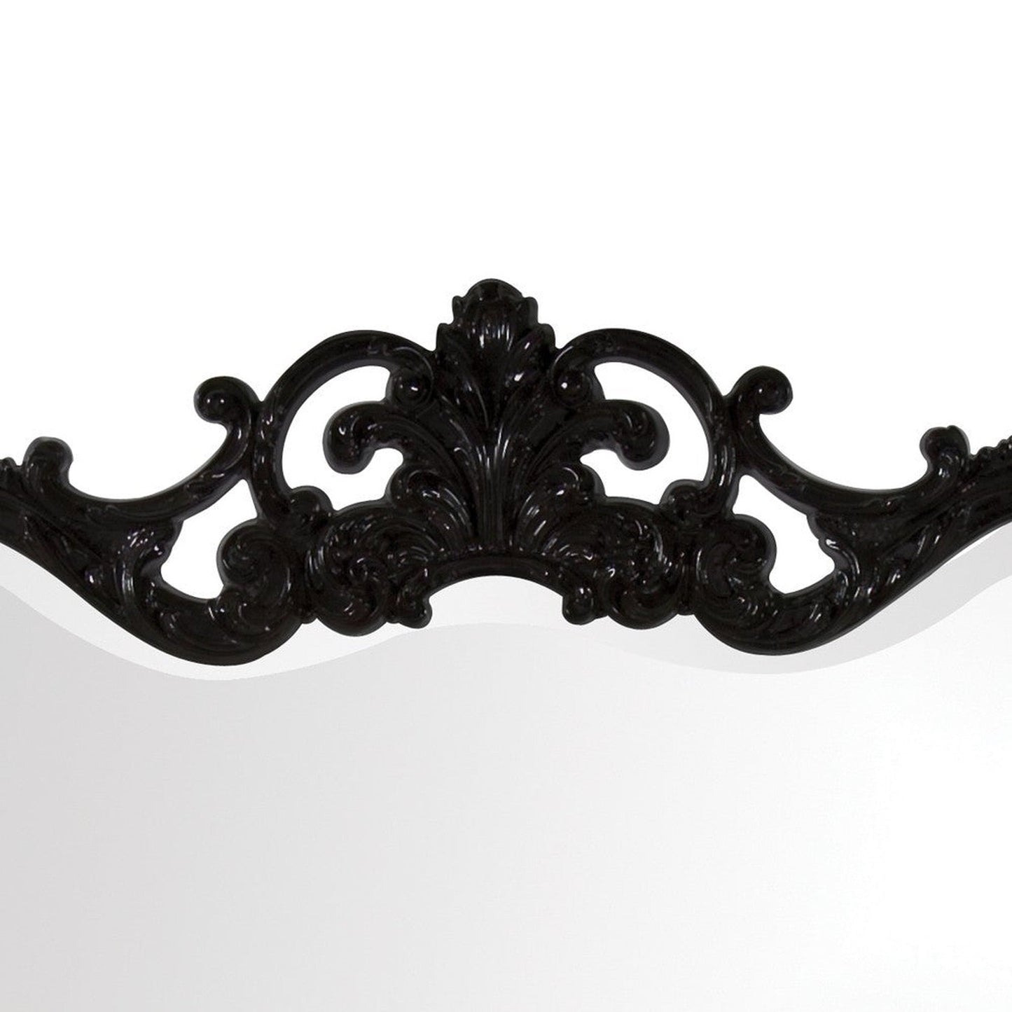 HomeRoots Scallop Mirror with Ornate Black Lacquer Frame