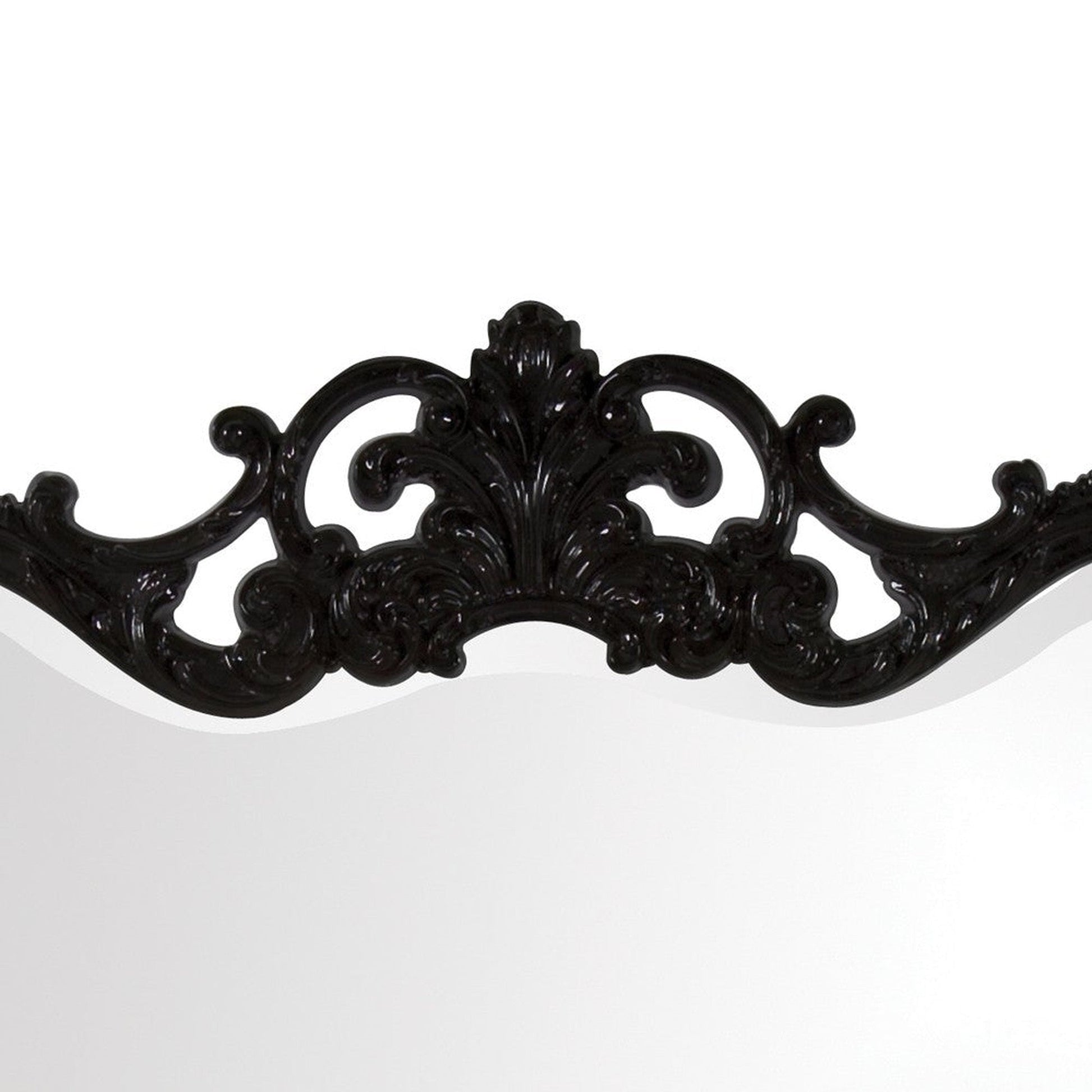 HomeRoots Scallop Mirror with Ornate Black Lacquer Frame