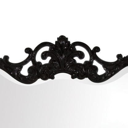 HomeRoots Scallop Mirror with Ornate Black Lacquer Frame
