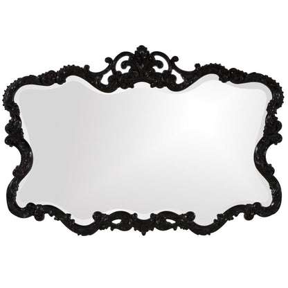 HomeRoots Scallop Mirror with Ornate Black Lacquer Frame