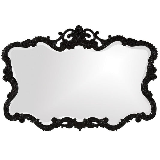 HomeRoots Scallop Mirror with Ornate Black Lacquer Frame