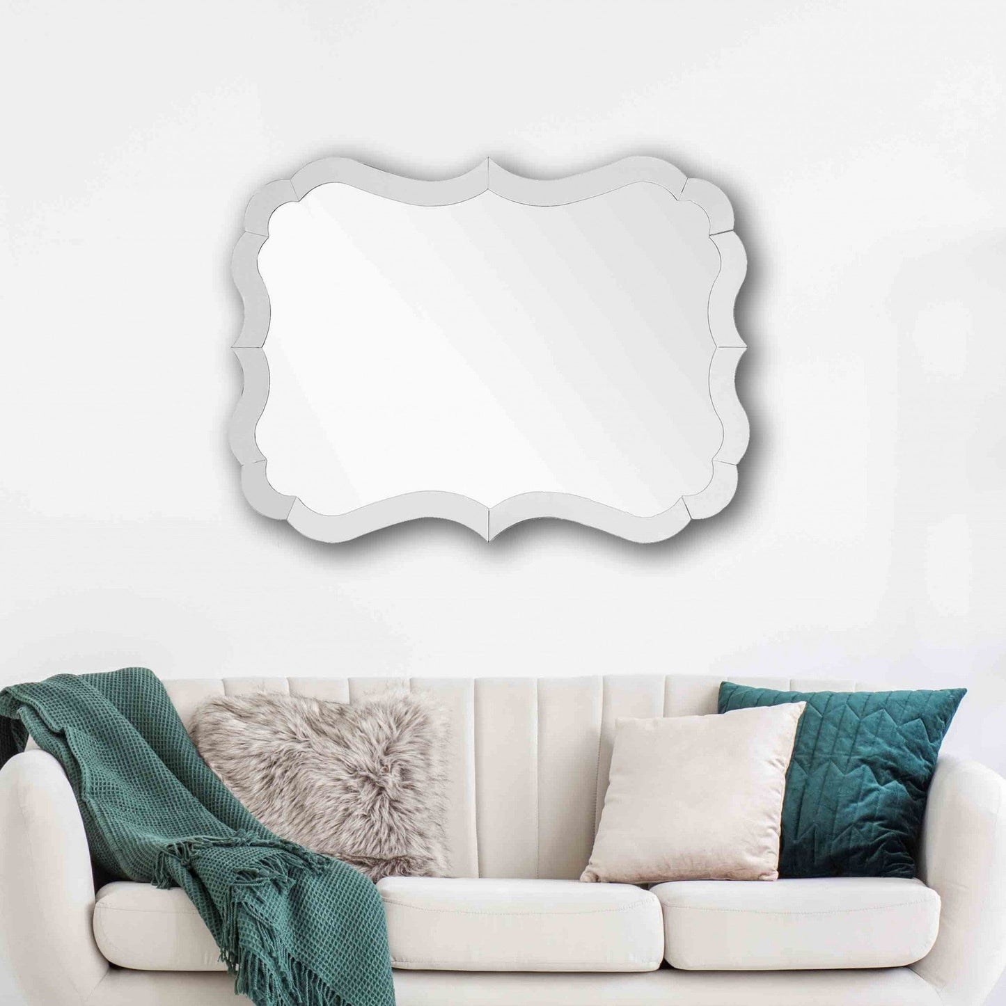 HomeRoots Scalloped Frameless Wall Mirror