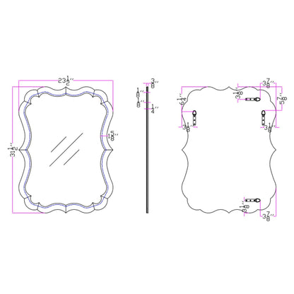 HomeRoots Scalloped Frameless Wall Mirror