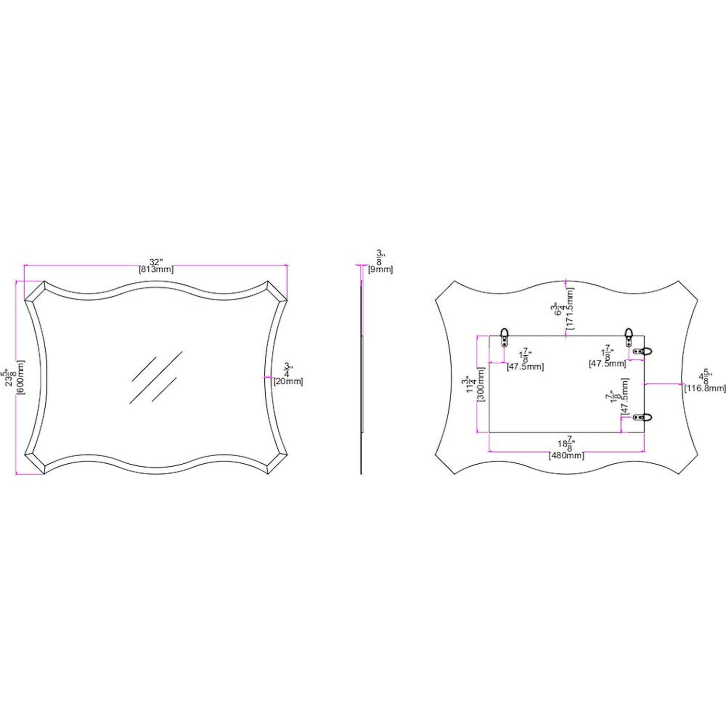 HomeRoots Scalloped Quatrefoil Glass Mirror