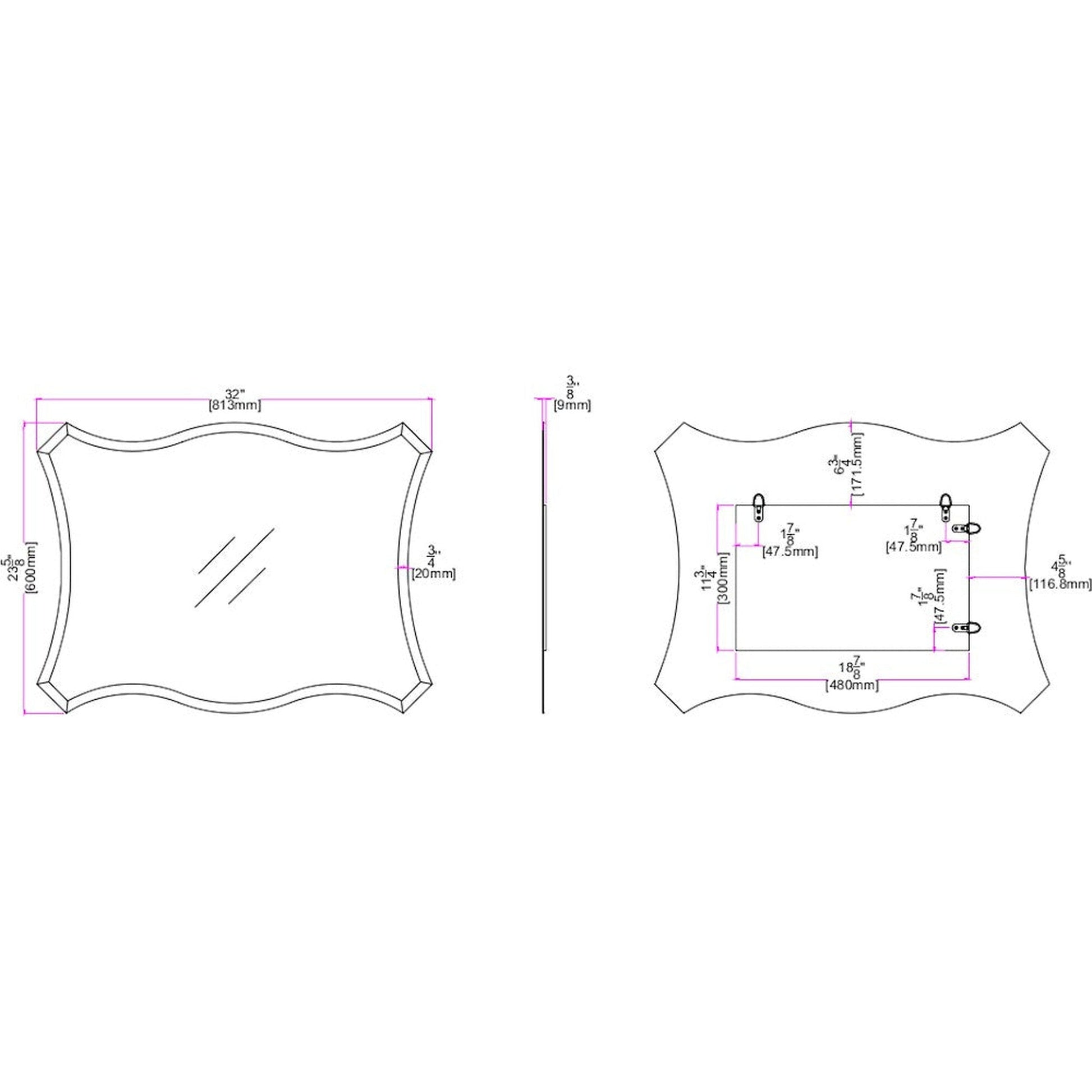 HomeRoots Scalloped Quatrefoil Glass Mirror