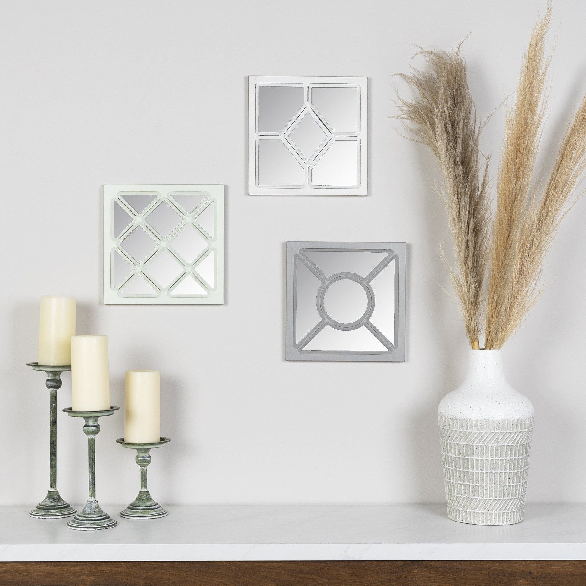 HomeRoots Set of 3 Geometric Wall Mirrors