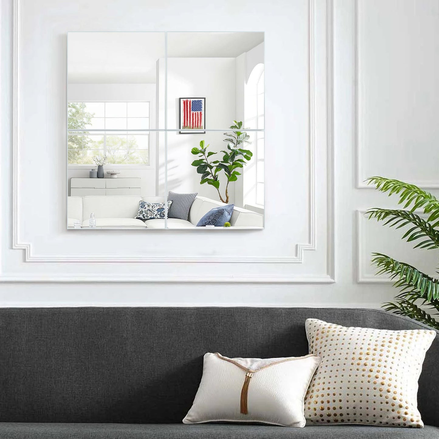 HomeRoots Set of Eight Modern Frameless Mirror Tiles