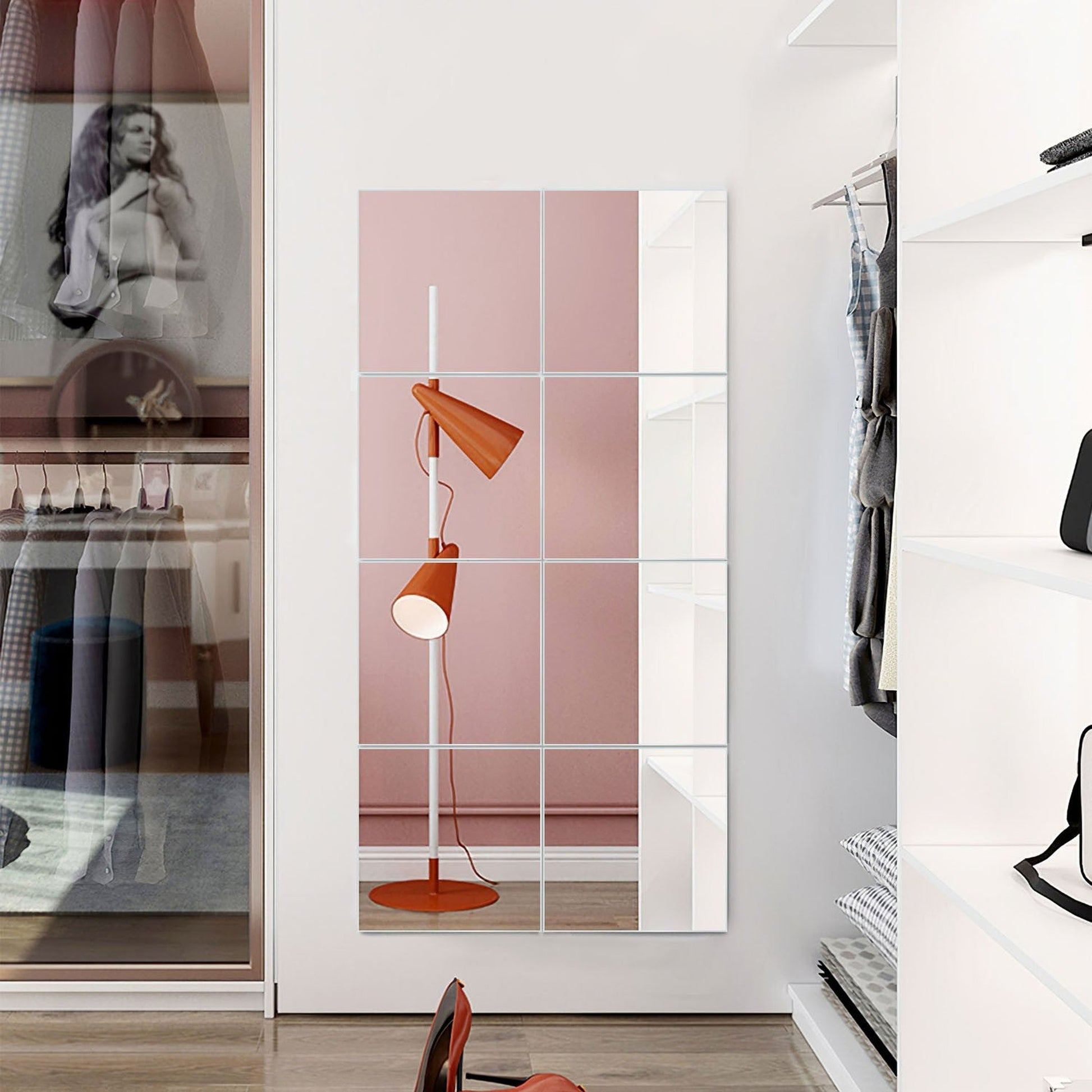 HomeRoots Set of Eight Modern Frameless Mirror Tiles