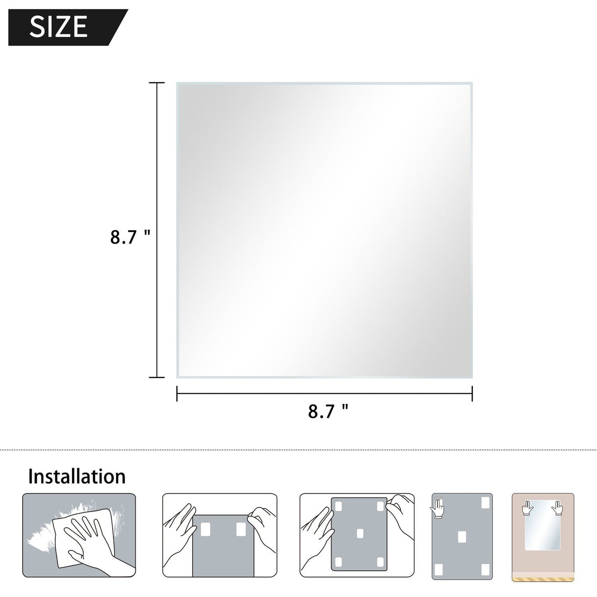 HomeRoots Set of Eight Modern Frameless Mirror Tiles