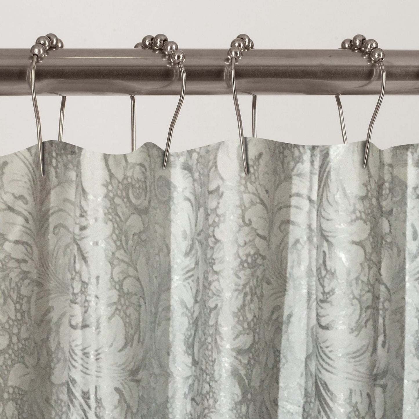 HomeRoots Silver Baroque Pattern Shower Curtain