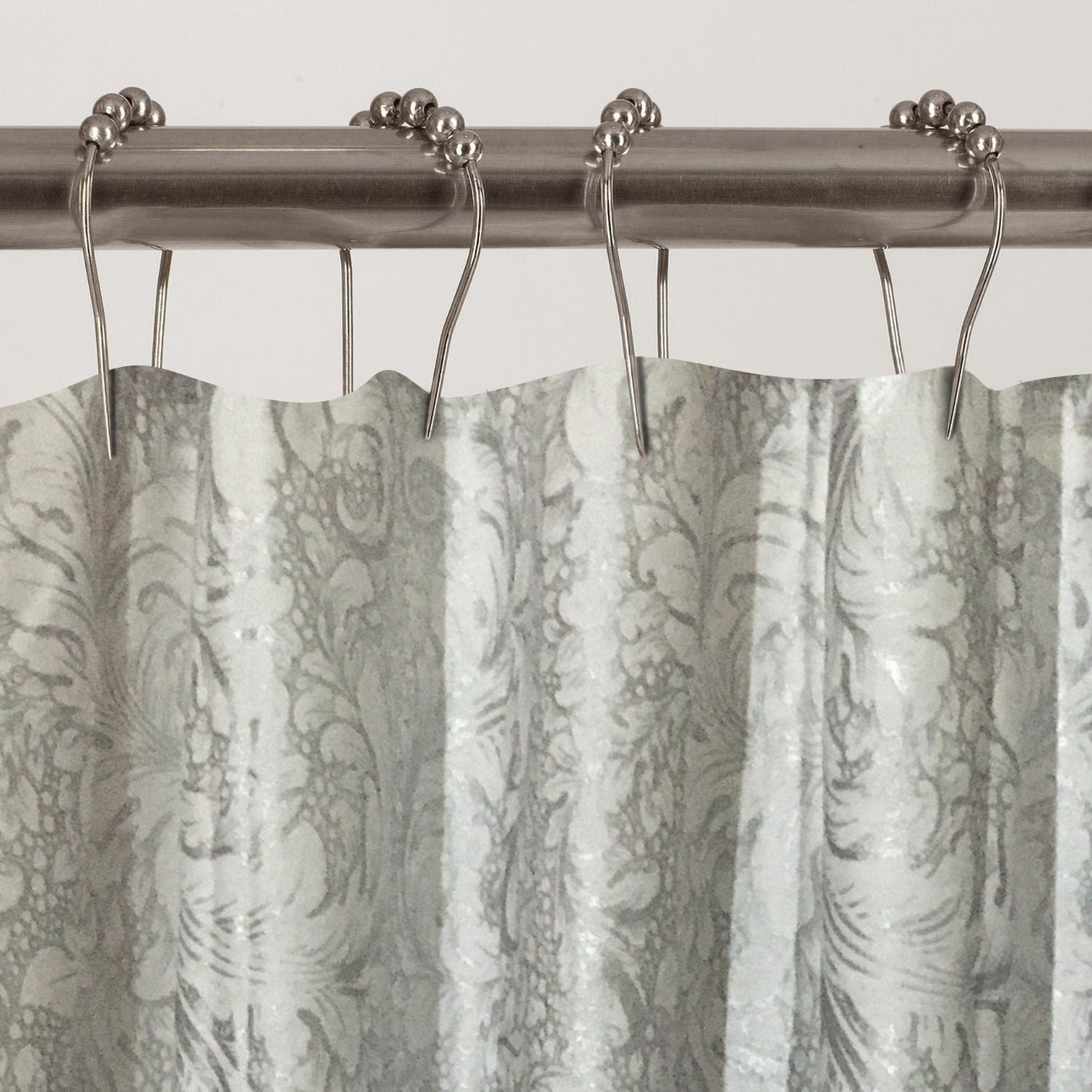 HomeRoots Silver Baroque Pattern Shower Curtain