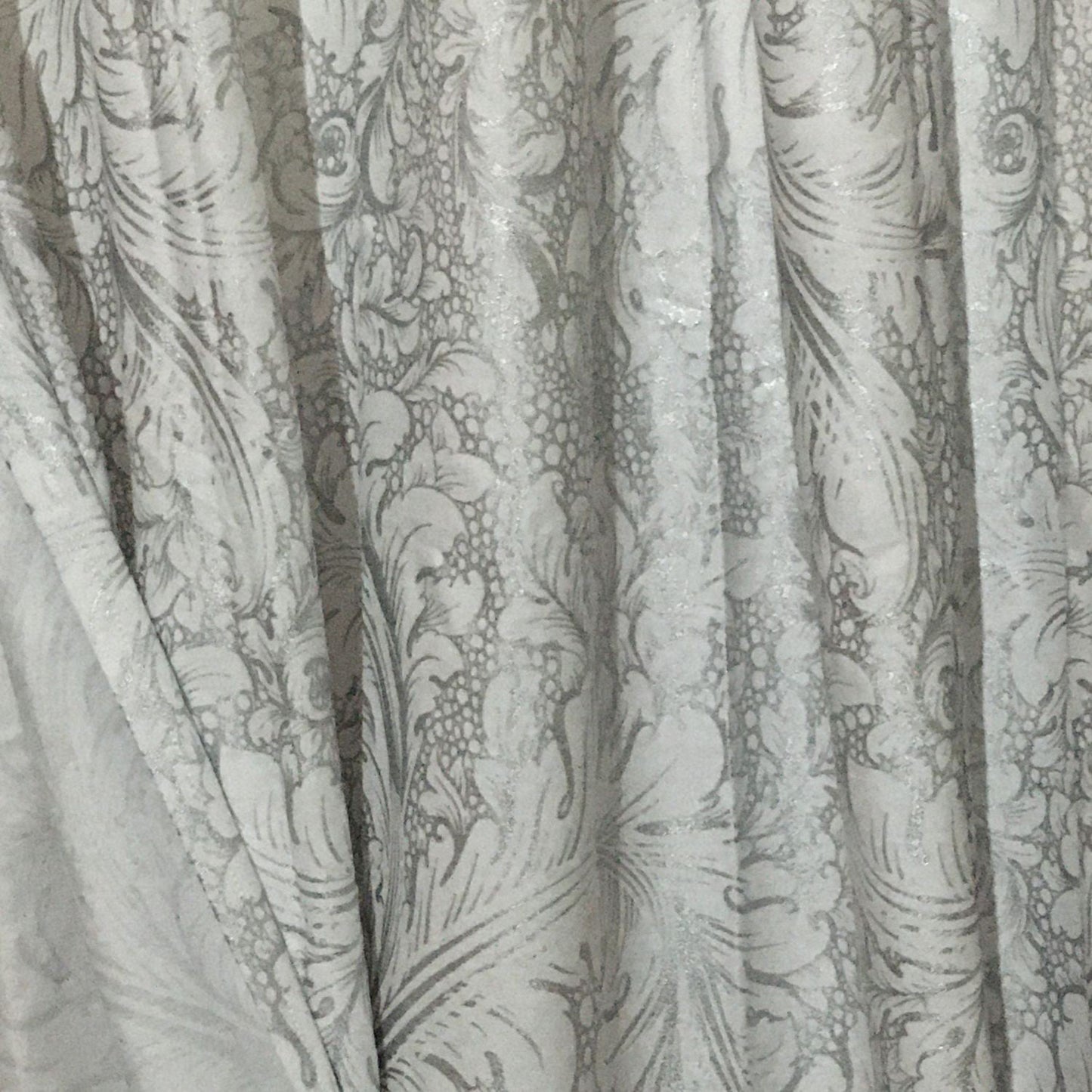 HomeRoots Silver Baroque Pattern Shower Curtain