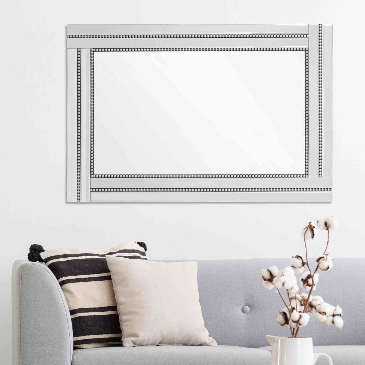 HomeRoots Silver Beaded Frame Mirror