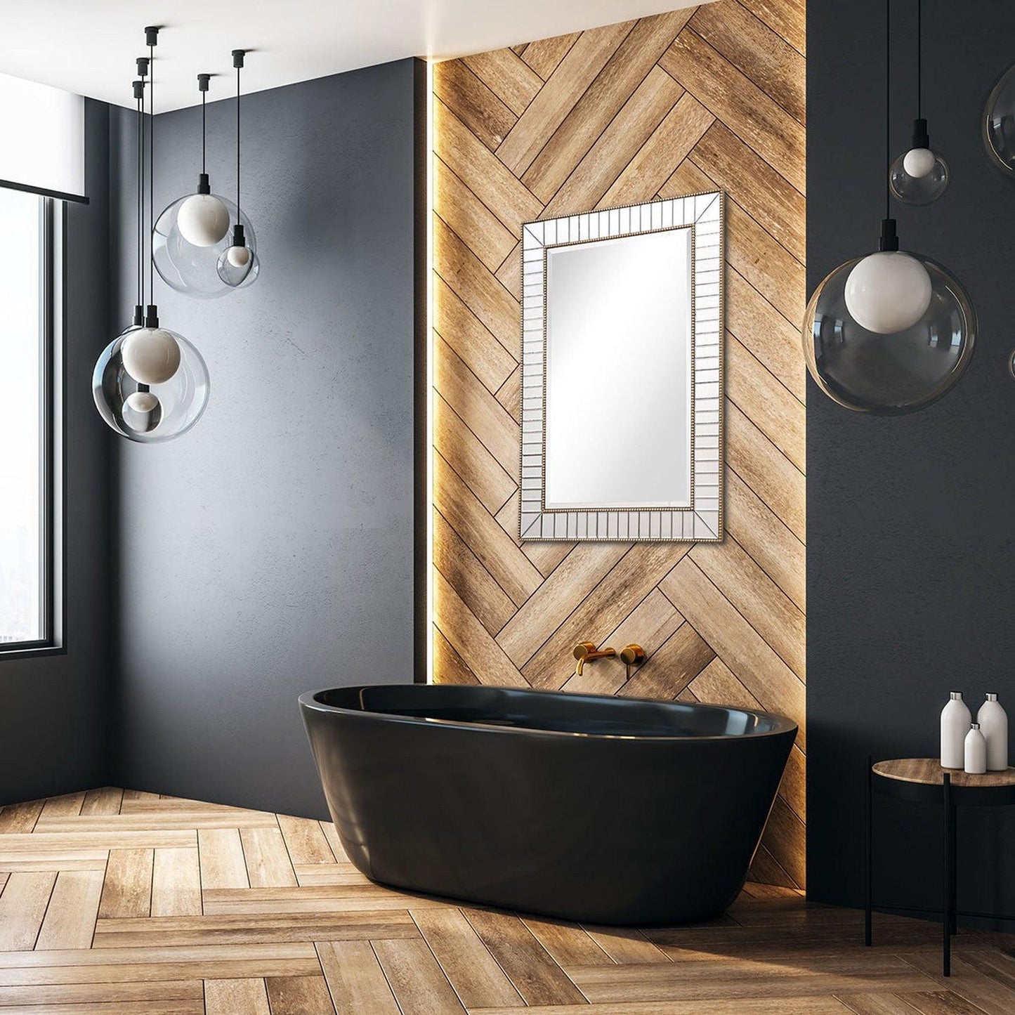 HomeRoots Silver Beaded Leaf Mirror