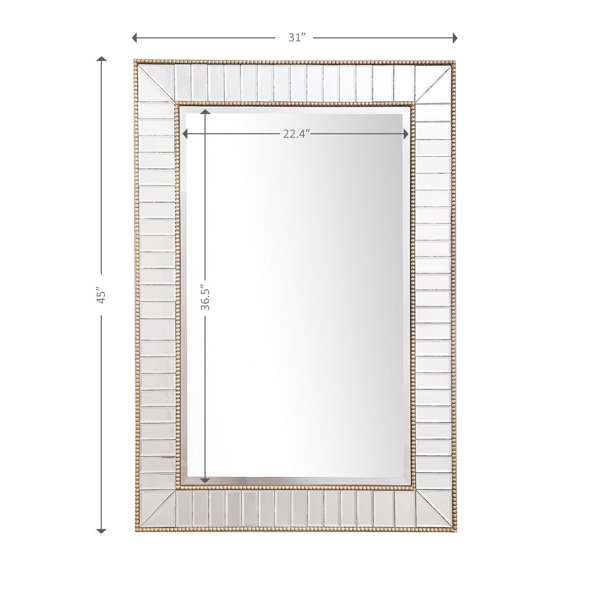 HomeRoots Silver Beaded Leaf Mirror