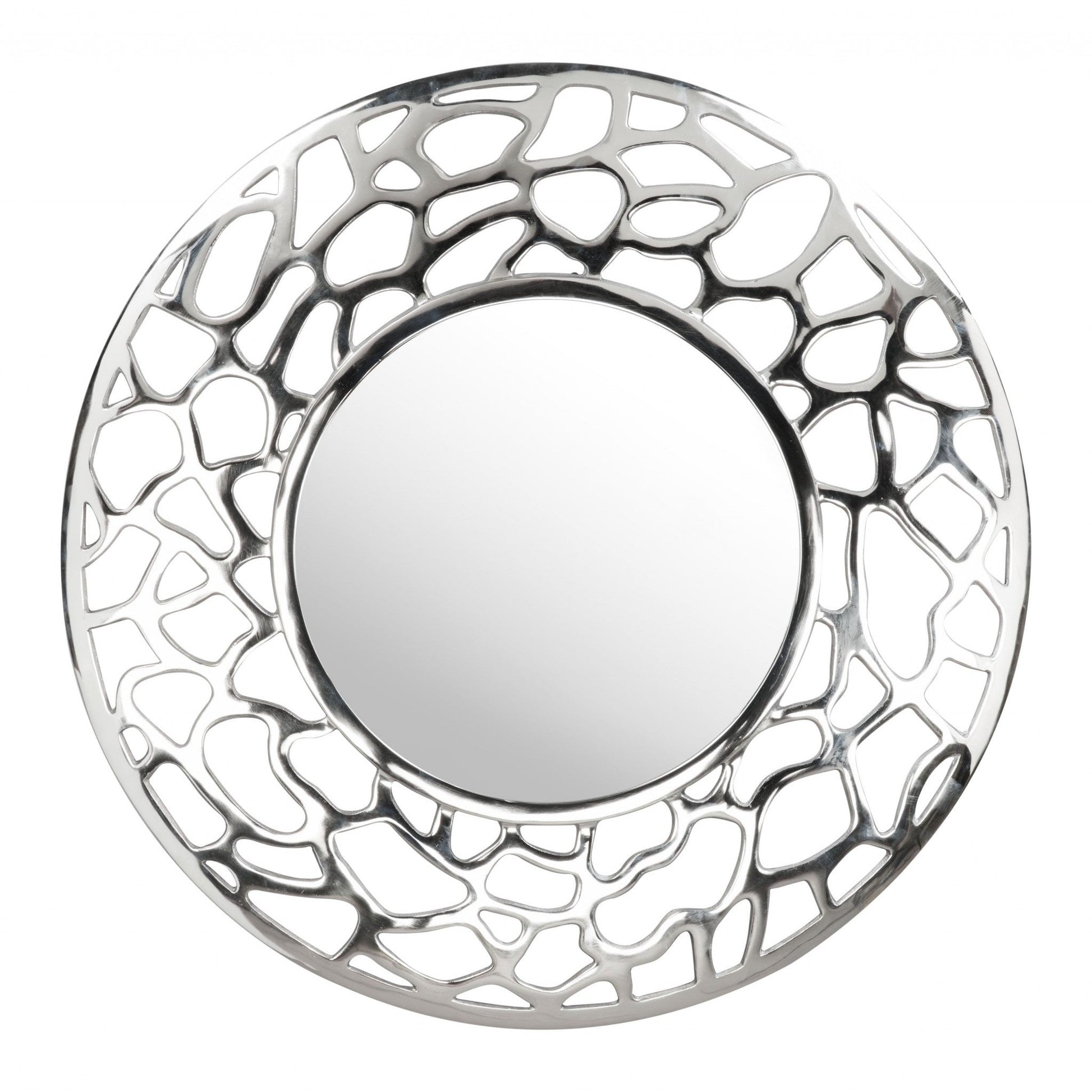 HomeRoots Silver Coral Pattern Round Mirror