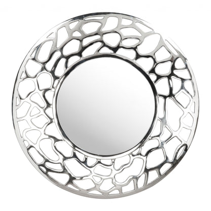HomeRoots Silver Coral Pattern Round Mirror