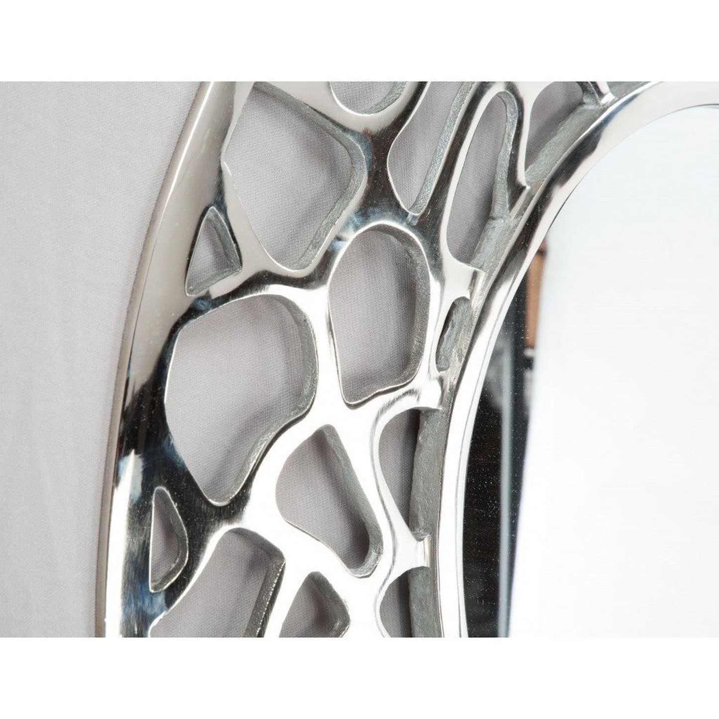 HomeRoots Silver Coral Pattern Round Mirror