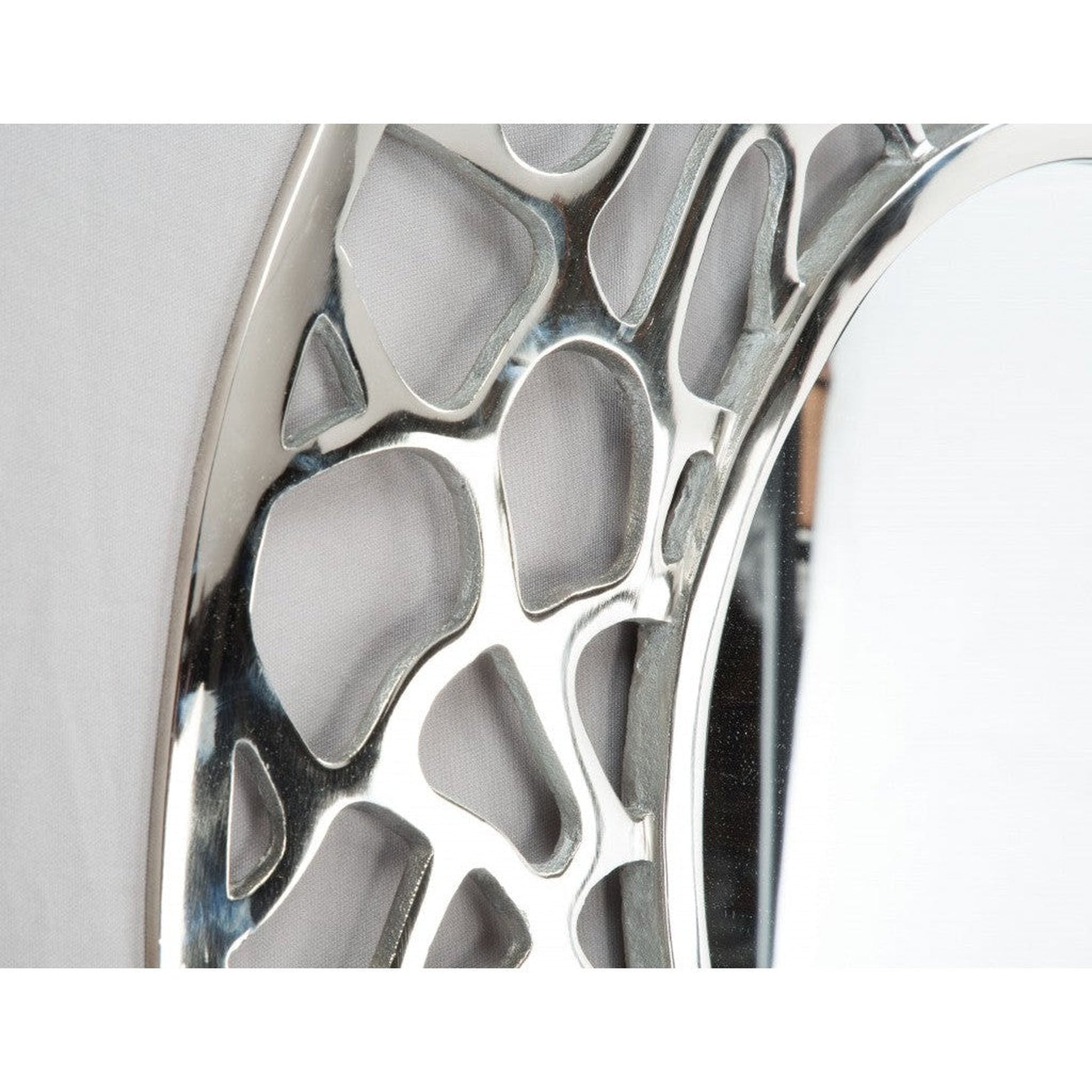 HomeRoots Silver Coral Pattern Round Mirror