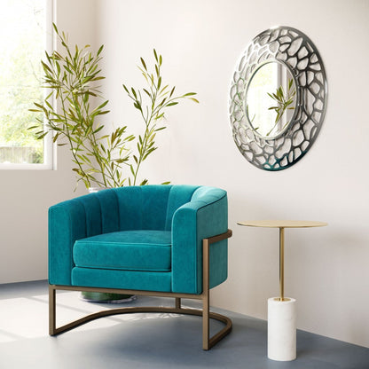 HomeRoots Silver Coral Pattern Round Mirror