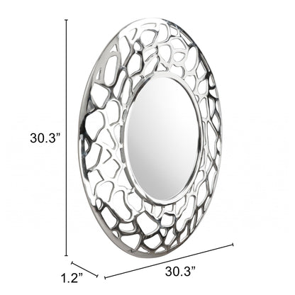 HomeRoots Silver Coral Pattern Round Mirror